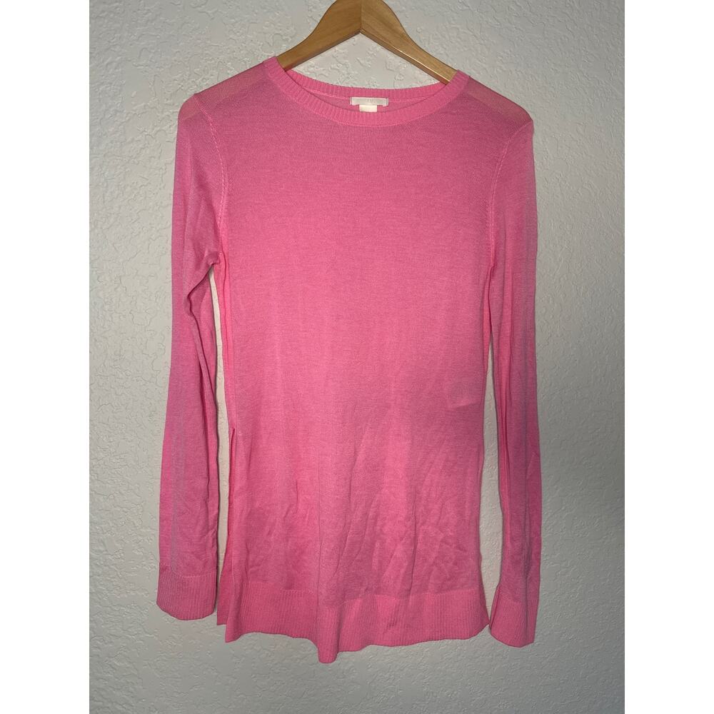 NEW H&M Bubblegum Pink Long Sleeve Sweater Lightweight XS Slits Tunic Soft Girl